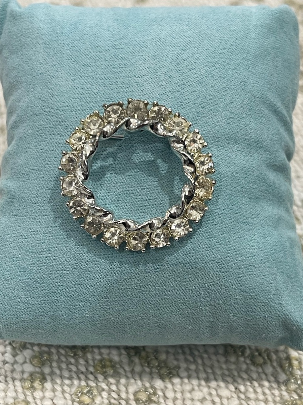 Crystal Circle Brooch in Clear and Silver
